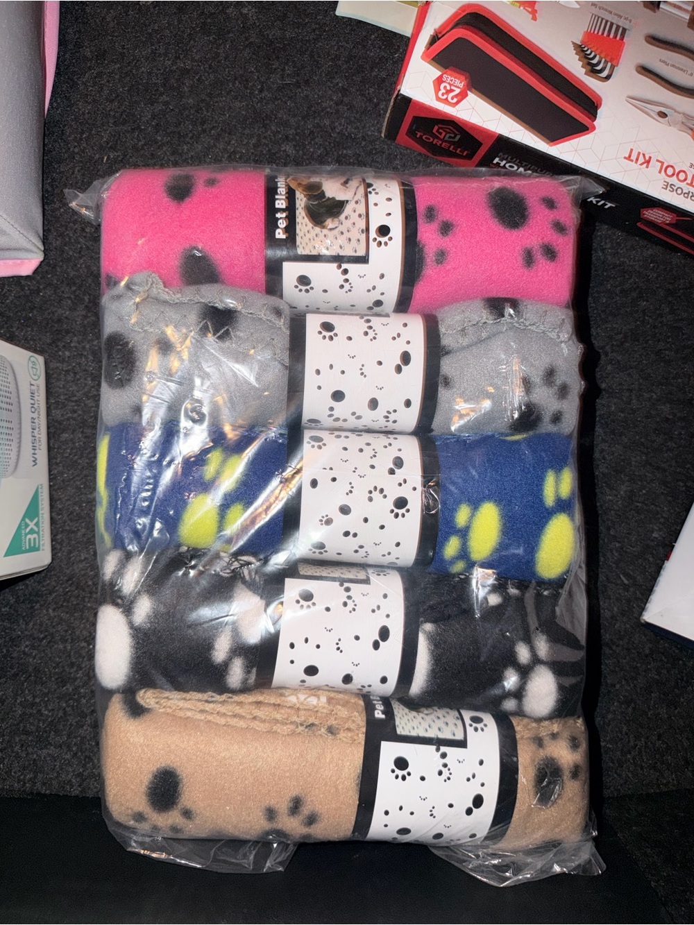 Pet blankets with paw print pattern